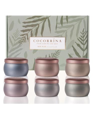 Cocorr na fragrance candles gift set - 6 x 110g soy wax candle natural and long -lasting up to 20 hours per candle for Mother's Day Christmas birthday aromatherapy bathroom yoga aromaterapia 6 pieces