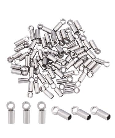 UNICRAFTALE About 60pcs Tube End Caps Stainless Steel Cord Ends 1mm Inner Diameter Smooth End Caps Terminators Cord Finding for Leather Cord Bracelets Jewelry Making  Stainless Steel Color 1mm Inner Stainless Steel Color...