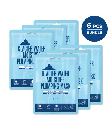 Soo AE Glacier Water Moisture Plumping Mask | Pack of 6 | Hydrating Korean Skincare | Moisturizing Cooling Facial Masks - Buy Online on SooperMarket.com