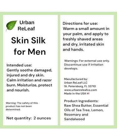 Urban ReLeaf Skin Silk for Men - Natural Moisturizer for Dry Skin & Irritated Hands | Vegan Gift for Dads & Men - Buy Online on SooperMarket.com