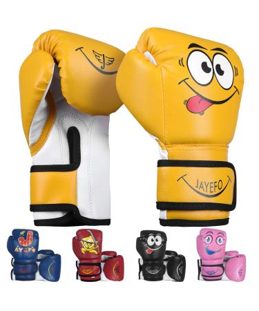 Jayefo Boxing Gloves for Kids & Children - Youth Boxing Gloves for Boxing, Kick Boxing, Muay Thai and MMA - Beginners Heavy Bag Gloves for Heavy Boxing Punching Bag - 4 and 6 Oz - Black YELLOW 4 OZ