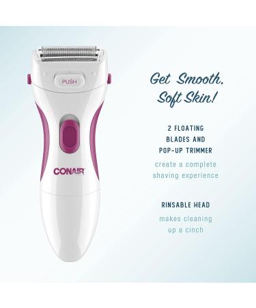 Conair Cordless Electric Dual Foil Shaver & Trimmer for Women - Body and Facial Hair Removal for Face, Ear/Nose, Eyebrows, Legs, and Bikini Lines - White/Pink - Buy Online on SooperMarket.com