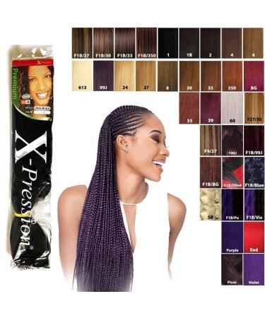 X-pression Ultra Braid Synthetic Hair Extensions - Color #1B Black - 210 cm (Pack of 6) - International Shipping Available - Buy Online on SooperMarket.com