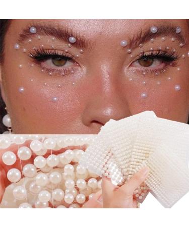 Pearl Face Gems Eye Jewels Stick on Rhinestone Art Decal Hair Crystals Gem Stickers Hair Gem Stamper Hair Jewels Self Adhesive Diamond Stickers Face Stickers for Makeup 6Sheets  991 PCS  Adsorted Size