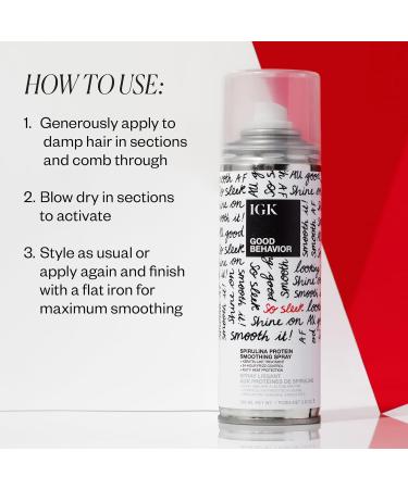 IGK GOOD BEHAVIOR Spirulina Protein Smoothing Spray | Keratin Like Treatment + Frizz Control + Heat Protectant | Vegan + Cruelty Free | 5.6 Oz (Pack of 2) 5.6 Fl Oz (Pack of 2) - Buy Online on SooperMarket.com