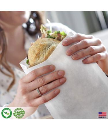 200 Pack Plain Glassine Wax Paper Sandwich Bags - Grease Resistant Parchment White Glossy - 7 x 6 x 1 Inches - Food Snack Wraps Baggies Sleeves - 200 Count - Buy Online on SooperMarket.com