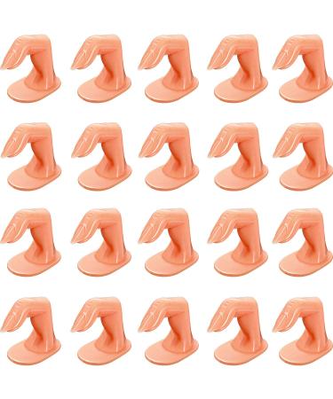 20 Pieces Practice Manicure Fingers with False Nails Training Fingers for Acrylic Gel Nail Art Hand Nail Art Training Display Decoration