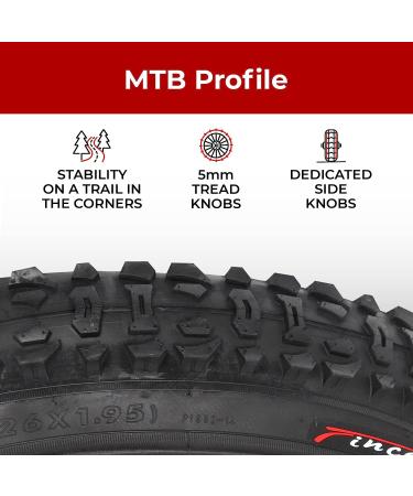 Fincci Pair 26x1.95 Bike Tires for MTB Mountain Hybrid Bicycle - Pack of 2 | Foldable 60 TPI, 50-559 Size - Buy Online on SooperMarket.com
