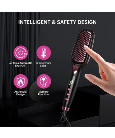 Shop Hair Straightener Brush - Ceramic Hot Comb with 16 Temp Settings Dual Voltage & Anti-Scald for Effortless Styling | Global Shipping Available - Buy Online on SooperMarket.com