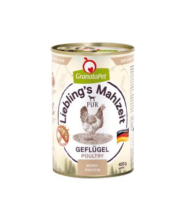 Granatapet Liebling's meal poultry wet food for dogs dog food without cereals & sugar additives single feed with high meat content & high -quality oils 6 x 400 g PUR 400 g (6 -pack)