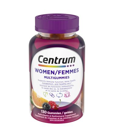 Centrum Women MultiGummies Multivitamins/Minerals Gummies Cherry Berry and Orange Flavours 130 Gummies (Packaging May Vary)