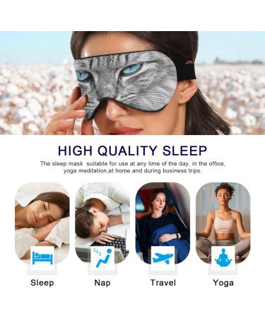 Haskirky Light Blocking Eye Mask - Adjustable for Deep Sleep, Travel, Yoga - Blue Eyed Cat Design - Buy Online on SooperMarket.com
