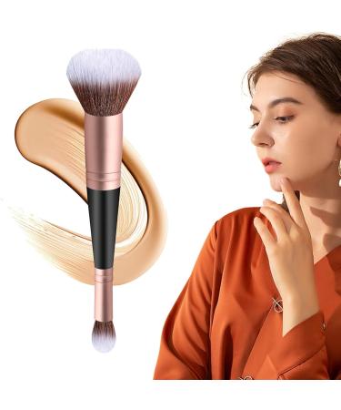 Foundation Brush Double Head Makeup Brush | Multi-purpose Makeup Brush For Foundation Powder Liquid Concealer Cream Blush Black Handle Rose Gold Tube - Buy Online on SooperMarket.com