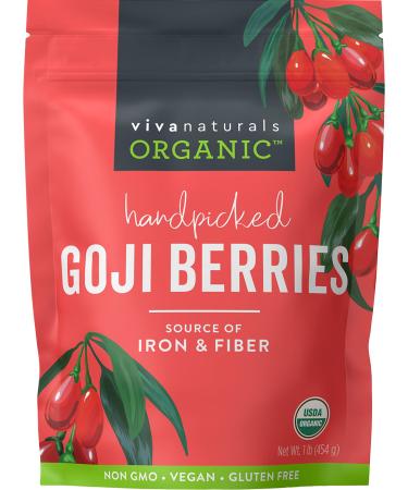 Viva Naturals- Organic Dried Goji Berries - Non-GMO and Vegan Goji Berries Organic Perfect for Baking Teas and Flavorful Healthy Snacks for Adults (1 lb)