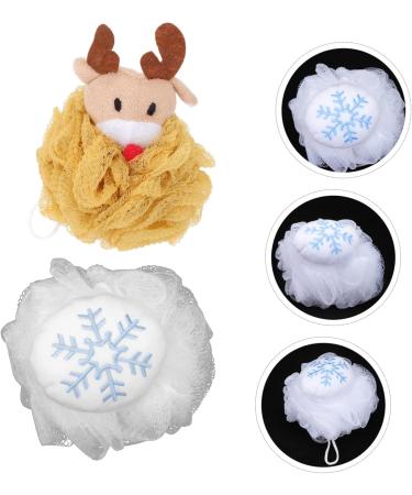 2pcs Bath Ball Shower Puff & Loofah Set | Holiday Bath Scrubber & Back Scrubber | Premium Shower Sponge Pouf - Buy Online on SooperMarket.com
