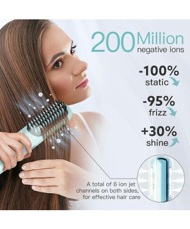 Cordless Hair Straightener Brush - Webeauty Negative Ion Mini Travel Straightener for Women Fast Heating USB Rechargeable Dual Voltage Blue Green - Buy Online on SooperMarket.com