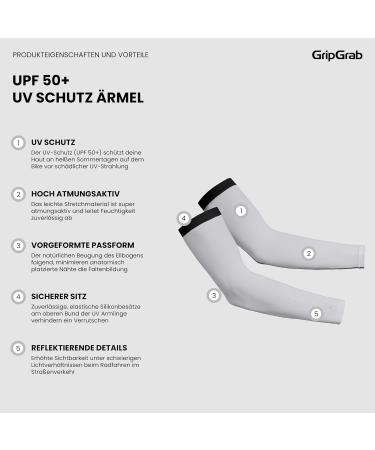 GripGrab UV Sleeves - UPF 50+ Lightweight Summer Cycling Arm Warmers for Sun Protection - Non-Slip Design - White - Buy Online on SooperMarket.com