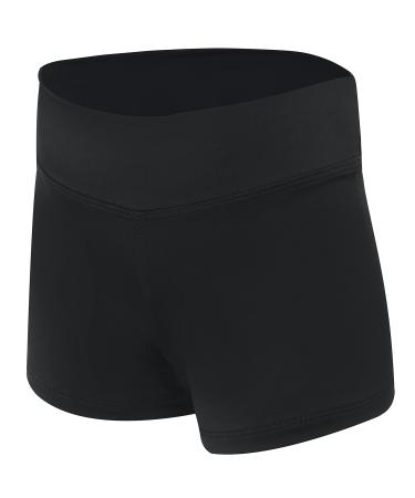 Dancina Gymnastics Shorts Athletic Dance Wear - Little Big Girls Classic and New Metallic Ice 12 Solid Black