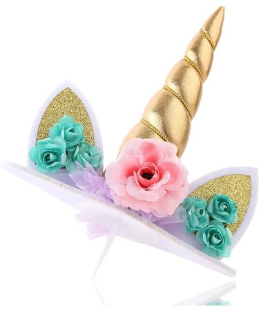 Unicorn Cake Topper Unicorn Birthday Party Supplies Unicorn Birthday Decorations for Girls Unicorn Cake Decoration Unicorn Horn First Birthday Cake Topper Kit with Eyelashes 5.8 Inch Gold - Buy Online on SooperMarket.com