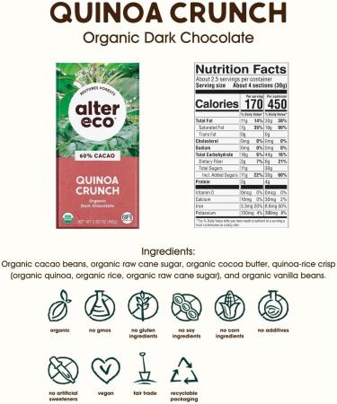 Organic Chocolate - Dark Quinoa Chocolate Bar 12 Pack - Buy Online on SooperMarket.com