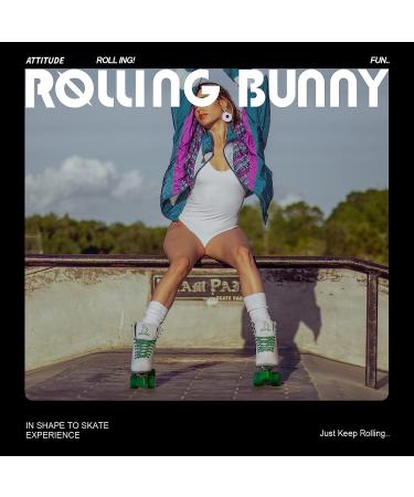 RollingBunny High-Top PU Leather Roller Skates - Women/Girls, White, US 6.5 (W6.5-W7) - Buy Online on SooperMarket.com