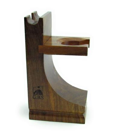 G.B.S Deluxe Wooden Shaving Razor and Shave Brush Stand - Safety Razor Brush Holder. Prolong The Life of Your Shaving Brush and Razor Walnut Wood Finish