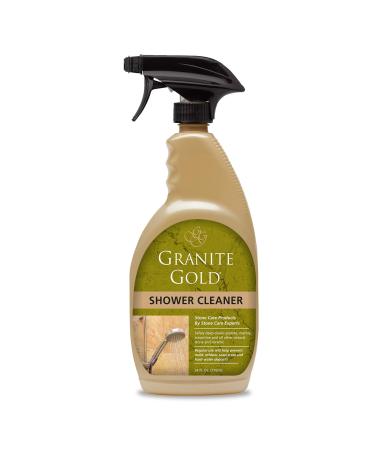 Granite Gold Shower Cleaner Spray for Quartz, Granite, Marble, Ceramic, and Other Stone Tub Surfaces, Made in the USA, 24 Ounces, Gold 24 Fl Oz (Pack of 1)
