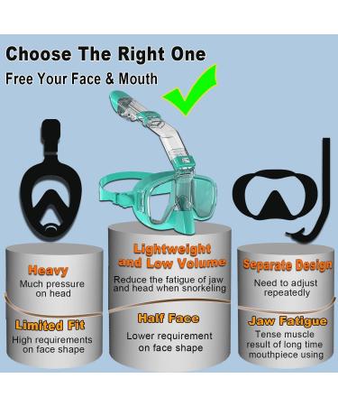 Bairuifu Dry Top Foldable Snorkel Mask Set - 180 Panoramic View, Anti-Fog & Leak Protection, Camera Mount, Ideal for Scuba Diving & Snorkeling - Light Blue, Large - Buy Online on SooperMarket.com