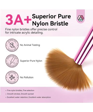 Saviland Acrylic Nail Brush Set for Beginners - 3PCS Size 14 10 6 with Pink Handle | Sturdy Kolinsky Hair for Acrylic Application & Nail Art - Buy Online on SooperMarket.com