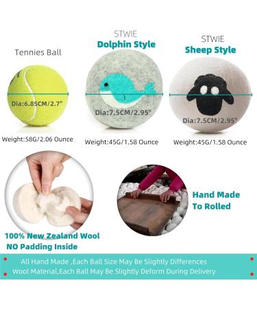 Organic Wool Dryer Balls - New Dolphin Design | Reusable Laundry Felt Balls with Crafting Box | Reduce Drying Time & Wrinkles - Style-3 - Buy Online on SooperMarket.com