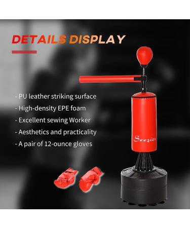 Soozier Boxing Bag Freestanding Punch Bag with Reflex Bar  Gloves  Rotating Flexible Arm  Speed Ball  Waterable Base for Adult & Kids - Buy Online on SooperMarket.com