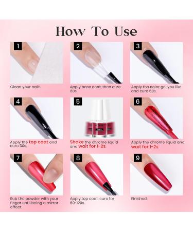 MIZHSE Nail Glitters Chrome Powder | Shiny Magic Mirror Effect | Soak off UV LED 10ml | DIY MJY007 - Buy Online on SooperMarket.com