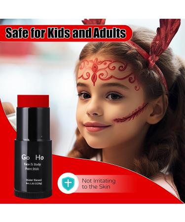 Go Ho Water Based Red Face Paint Stick 1.06 Oz - Non-toxic Cream Body Paint for Adults & Kids - Washable Full-coverage Makeup Stick for Theater, Halloween, SFX & Cosplay - Buy Online on SooperMarket.com