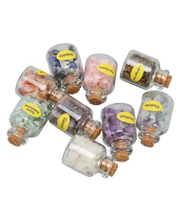 Shipenophy Mini Stone Bottles Chip Crystal Set Widely Used 9pcs for Decoration