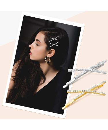 10-Piece Rhinestone X-Shaped Hair Pins | Cute & Shiny Hair Accessories for Women & Girls - 2 Colors - Buy Online on SooperMarket.com