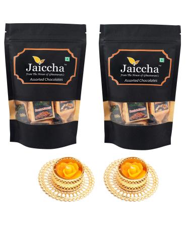 Jaiccha Ghasitaram Diwali Gifts Chocolate - Assorted Chocolates 400 GMS with 2 T-Lites