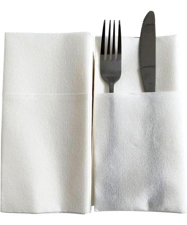 JEBBLAS Disposable Cloth Like Napkins with Flatware Pocket - 50 Pack - Buy Online on SooperMarket.com