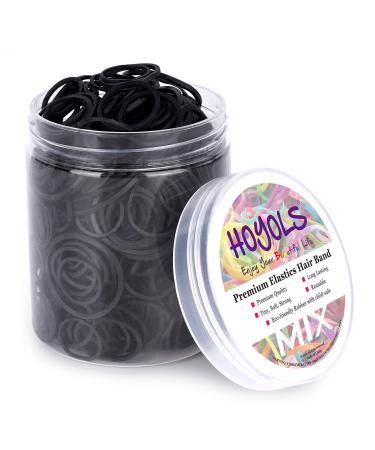 Assorted Size Small Rubber Bands Black Elastics Hair Ties Braiding Ponytail Holders Mixed Size Plastic Rubberbands for Girls Kids Mini Hair Bands No Damage 600pcs (MIX) by HOYOLS 600 Piece Assortment Black