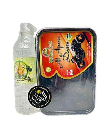 Al AJWA Dates 400g with Zam Zam Water 500ml and Imported from Makkah, AL-NOORA GIFT PACK