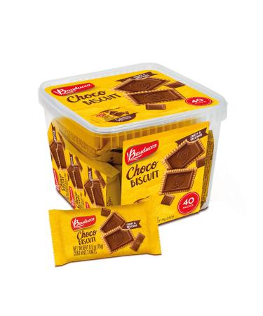 Bauducco Choco Biscuit Cookies -Tub 40 pk - Crispy & Delicious - Great for Snacks, Dessert & Lunch Box  2 cookies per pack, individually wrapped, 25.3 oz (Pack of 40) 40 Count (Pack of 1)