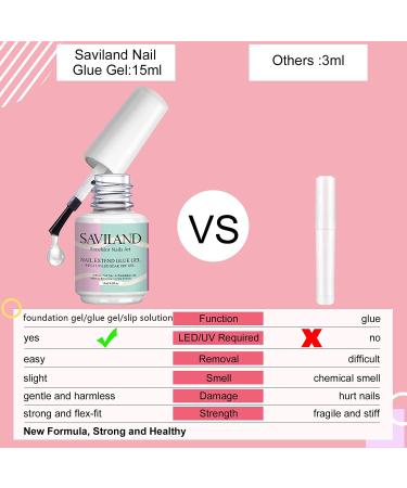 Saviland 15ML 4-in-1 UV Nail Glue Gel for Professional Fake Nails - Curing Required - Buy Online on SooperMarket.com
