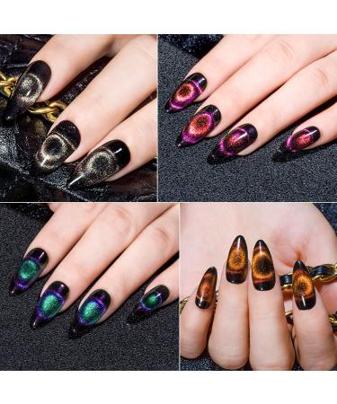 MEET ACROSS 9D Cat Eye Gel Nail Polish Set - Chameleon Magnetic Soak Off UV LED 7 Color Gel with Magnet Stick and Brush - Buy Online on SooperMarket.com