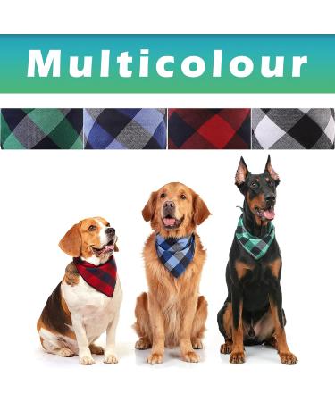 4 Pack Dog Bandanas Dog Bandanas for Large Dogs Adjustable Classic Checkered Bandana for Dogs Stylish Reversible Triangle Dog Bandana for Small Medium Large Dogs Cat Pets - Buy Online on SooperMarket.com