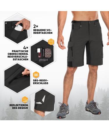 Cycorld Men's Short Trousers | Quick Drying Stretch Cargo Shorts | 6-Pocket Hiking & Trekking Bermuda Pants - Black - Buy Online on SooperMarket.com