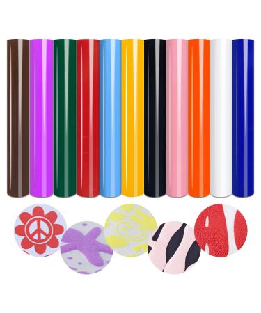 Tintnut Puff Vinyl Heat Transfer - 11 Sheets 12 x 10inches 3D Puff HTV Heat Transfer Vinyl Foaming Puff HTV Colorful Puffy HTV Iron on Vinyl for T-Shirts DIY Compatible with Cricut or Silhoutte Cameo