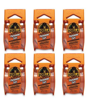 Gorilla Heavy Duty Packing Tape with Dispenser for Moving, Shipping and Storage, 1.88" x 25 yd, Clear, (Pack of 6) 6 - Pack