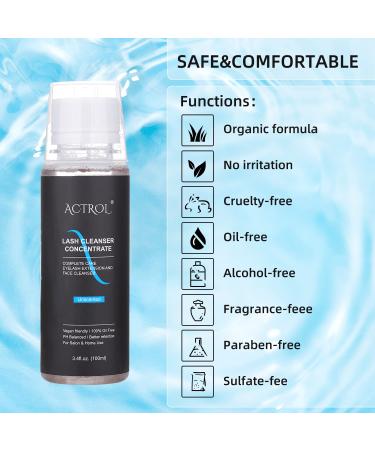 Eyelash Cleanser Concentrate - Professional Lash Shampoo, Paraben & Sulfate Free, Unscented, 100ml - Home & Salon Care - Buy Online on SooperMarket.com