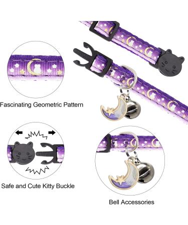 Giecooh 2 Pack Breakaway Cat Collar with Bells - Adjustable Kitten Safety Collars for Boys & Girls - Teal+Purple - 7-11 - Buy Online on SooperMarket.com