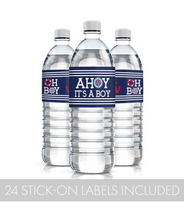 Ahoy It's a Boy Baby Shower Water Bottle Labels - Set of 24 Stickers - Buy Online on SooperMarket.com
