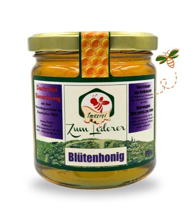 German blossom honey - honey sweet spread from the family beekeeping Zum Lederer - 500 g liquid honey of flowers from the Bavarian Forest - honey without additives directly from beekeeper blossom honey (liquid) 500 g (1 Pack)